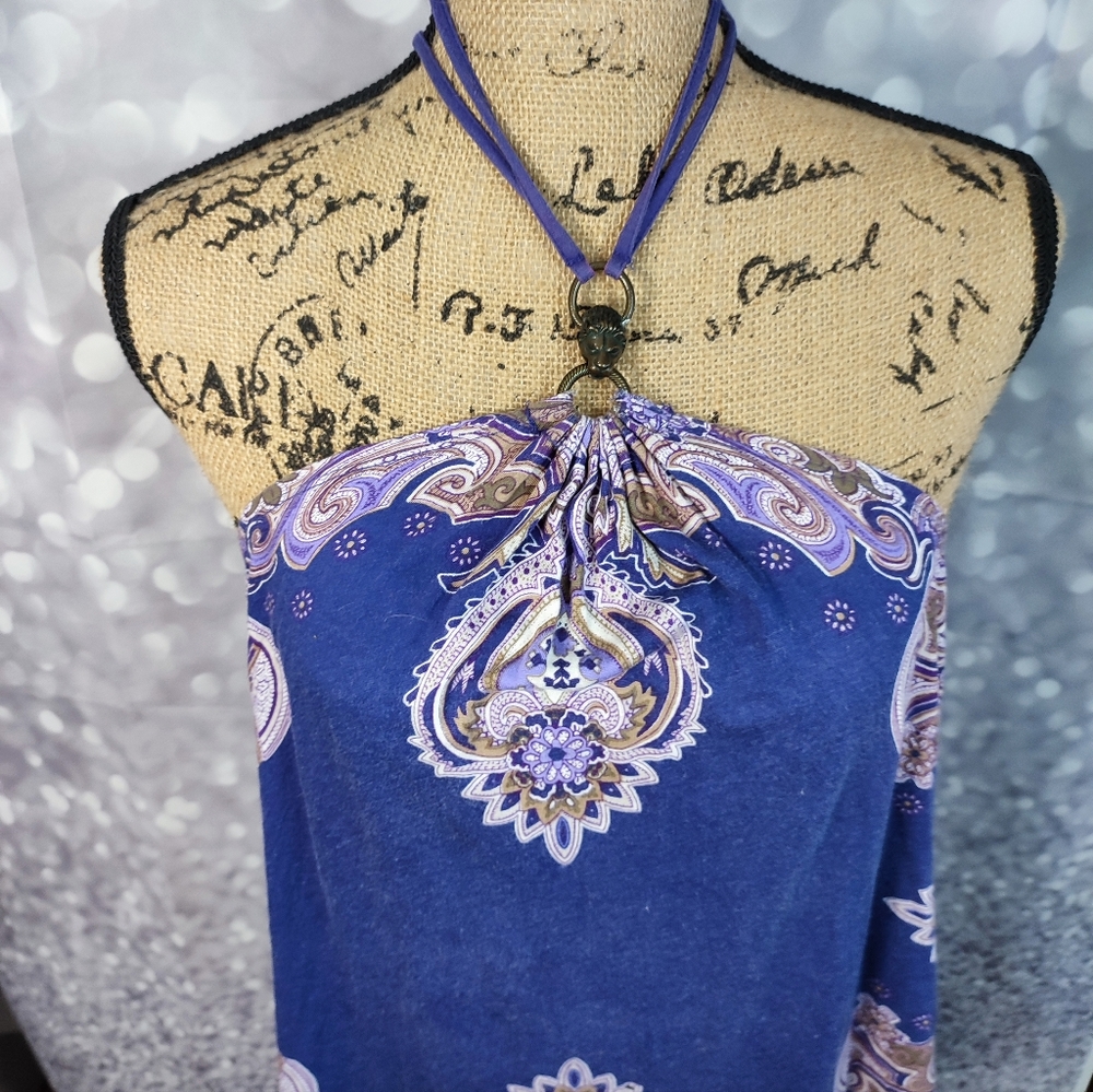 Jennifer Lopez Super V Hem Soft Flowy Boho Top - Picture 2 of 5